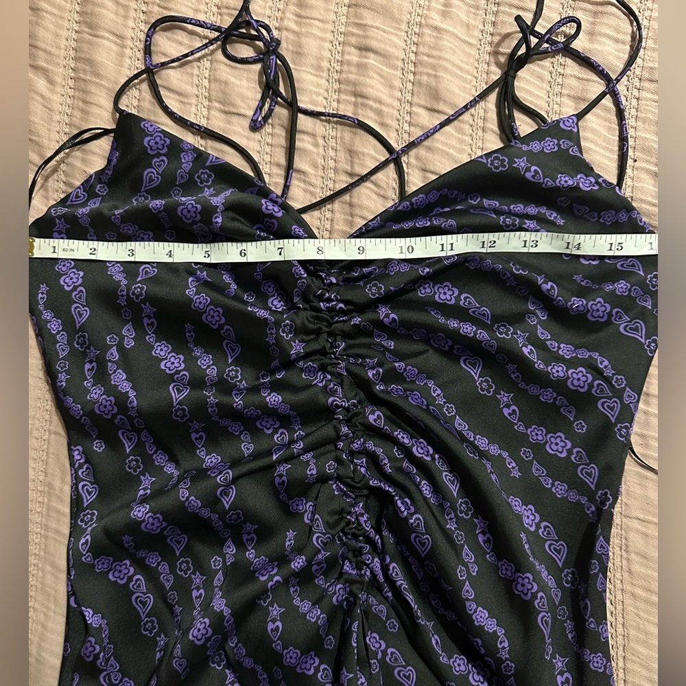SANDRO
Thais Ruched Crossback
A-Line Midi Dress  in Black/Purple - Picture 9 of 17